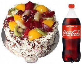 4 ile 6 Ki�ilik Kar���k Meyveli ya� pasta 1 litre cola